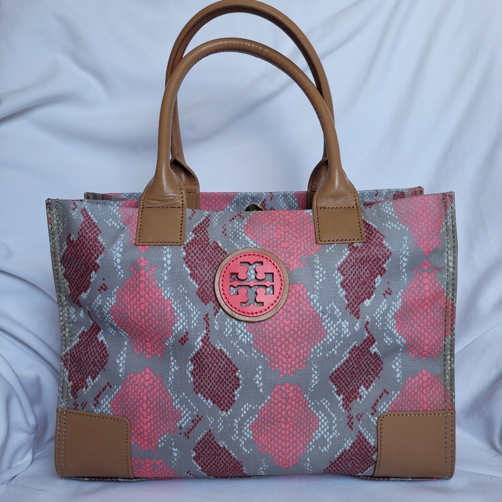 Tory Burch Pink and Gray Tote Bag